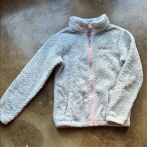 Columbia Soft Gray Jacket with Pink Trim